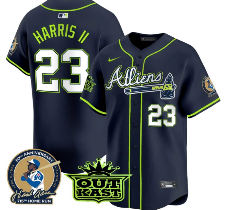 Michael Harris Ii Jersey 23 Atlanta Braves Atliens Hank Aaron Patch Limited Stitched