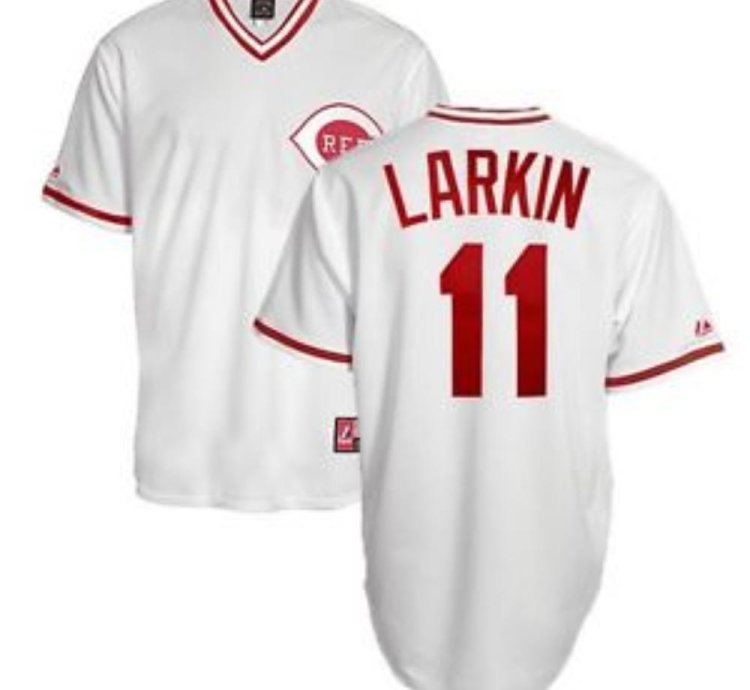Cincinnati Reds Barry Larkin White Throwback Pullover Jersey