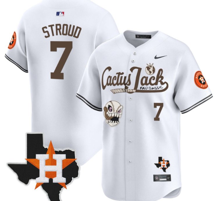 Cj Stroud 7 Houston Astros Cactus Jack Foundation Fall Classic Limited Jersey White