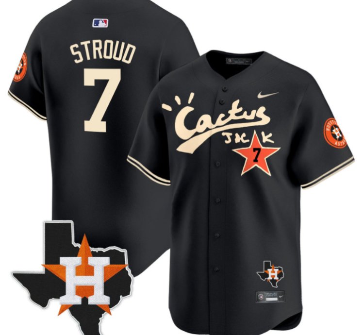 Cj Stroud 7 Houston Astros Cactus Jack Houston Patch Limited Jersey Black