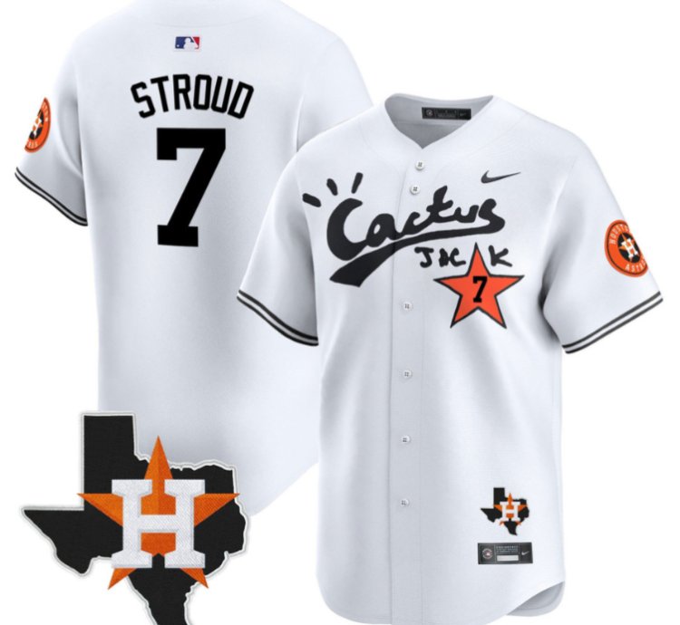 Cj Stroud 7 Houston Astros Cactus Jack Houston Patch Limited Jersey White