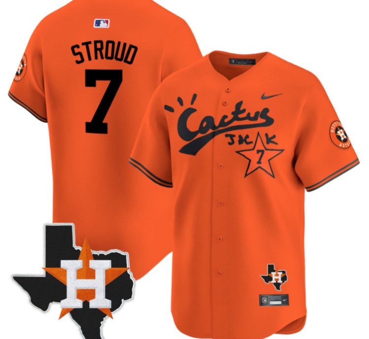 Cj Stroud 7 Houston Astros Cactus Jack Houston Patch Orange Limited Jersey