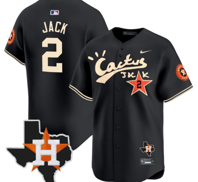 Jack 2 Houston Astros Cactus Jack Houston Patch Limited Jersey Black