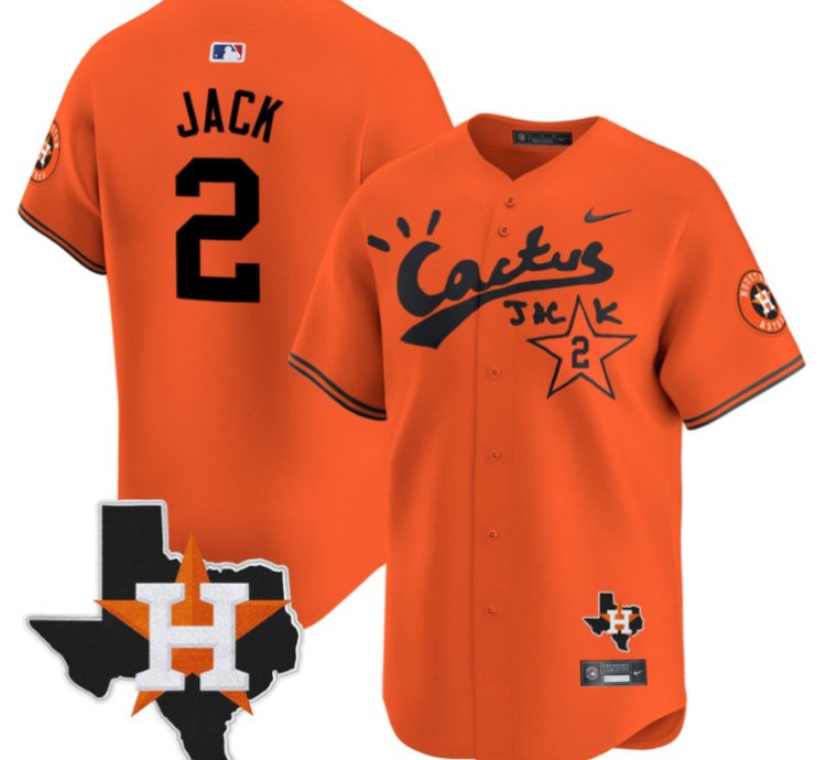 Jack 2 Houston Astros Cactus Jack Houston Patch Orange Limited Jersey