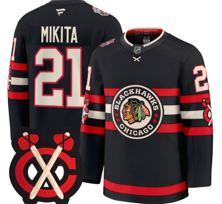 Stan Mikita Jersey 21 Chicago Blackhawks Winter Classic Patch Stitched Black