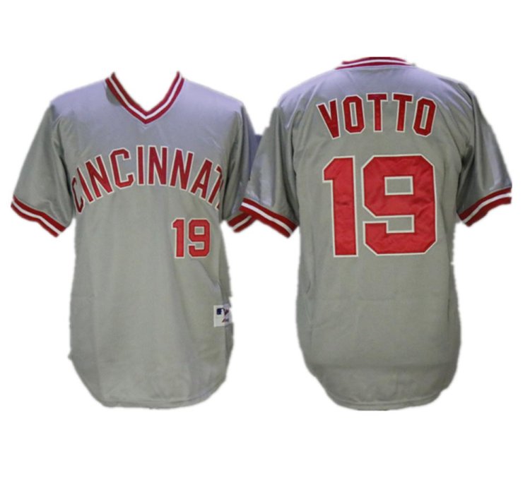 Cincinnati Reds Joey Votto Gray Throwback Pullover Jersey
