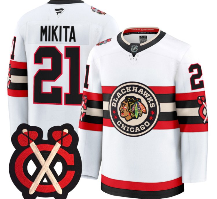 Stan Mikita Jersey 21 Chicago Blackhawks Winter Classic Patch Stitched White