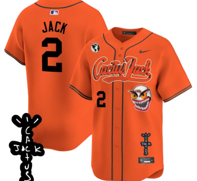 Jack 2 Houston Astros Cactus Jack Patch V2 Men Jersey - Orange