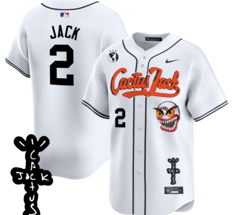 Jack 2 Houston Astros Cactus Jack Patch V2 Men Jersey - White