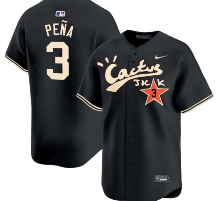Jeremy Pena 3 Houston Astros Cactus Jack Black Jersey V2