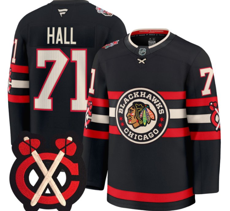 Taylor Hall Jersey 71 Chicago Blackhawks Winter Classic Patch Stitched Black