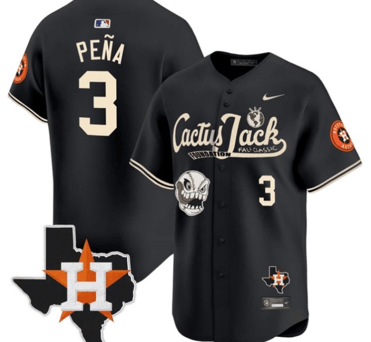 Jeremy Pena 3 Houston Astros Cactus Jack Foundation Fall Classic Limited Jersey Black