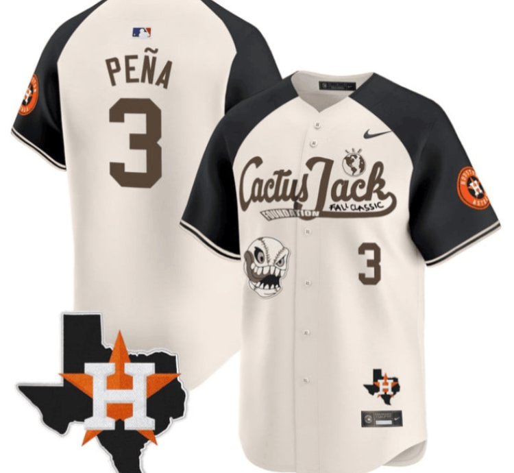 Jeremy Pena 3 Houston Astros Cactus Jack Foundation Fall Classic Limited Jersey Cream Alternate