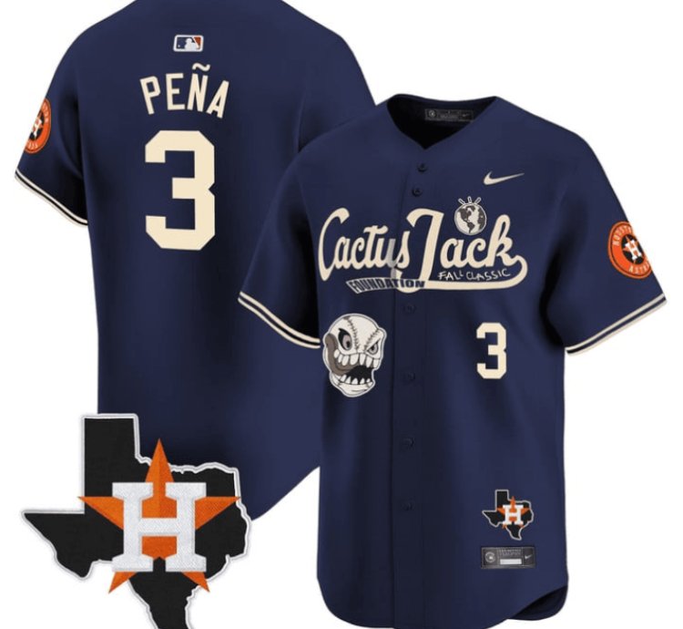 Jeremy Pena 3 Houston Astros Cactus Jack Foundation Fall Classic Limited Jersey Navy