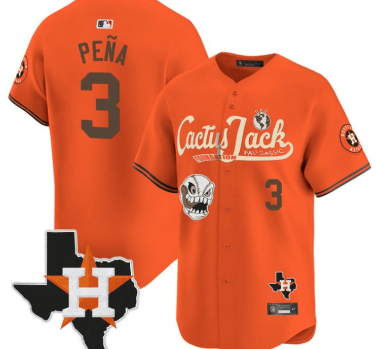 Jeremy Pena 3 Houston Astros Cactus Jack Foundation Fall Classic Limited Jersey Orange