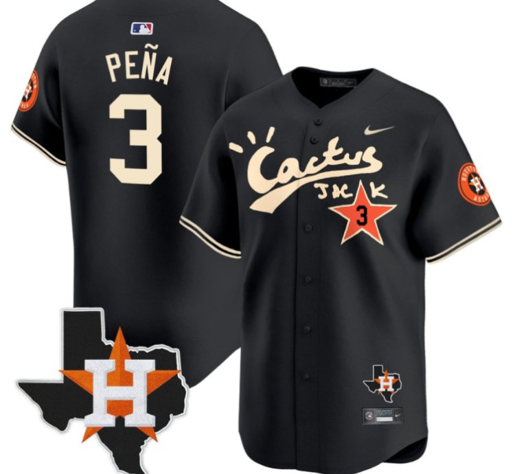 Jeremy Pena 3 Houston Astros Cactus Jack Houston Patch Limited Jersey Black