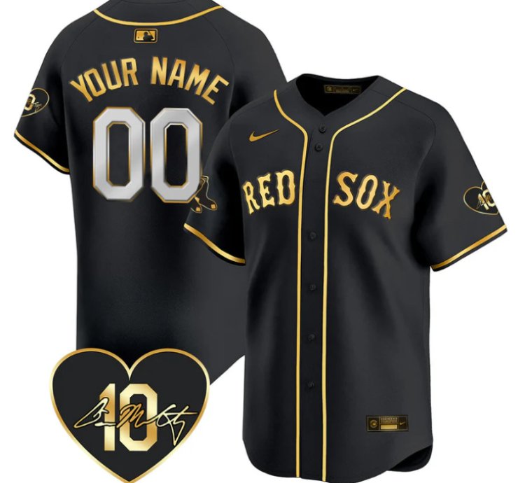 Custom Boston Red Sox Jersey Dave Mccarty Memorial Patch Stitched Black Gold
