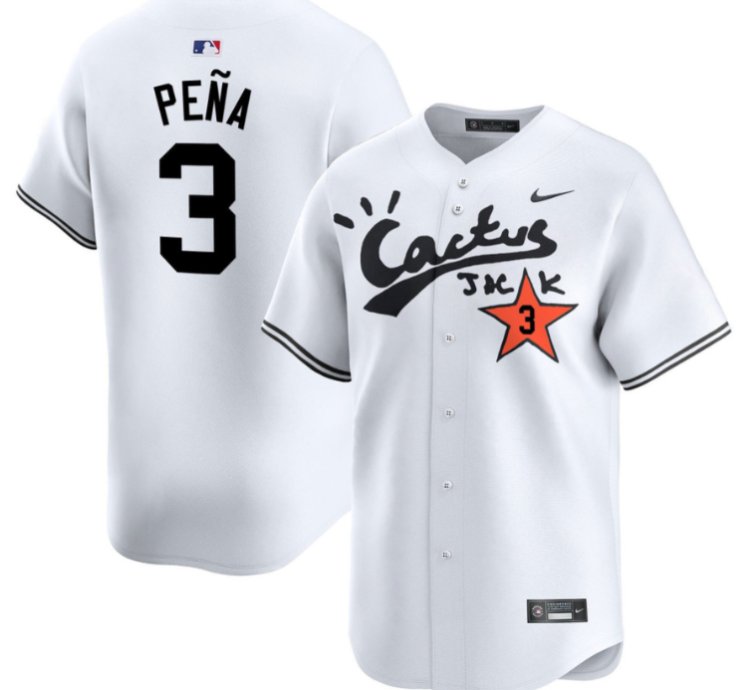 Jeremy Pena 3 Houston Astros Cactus Jack White Jersey V2