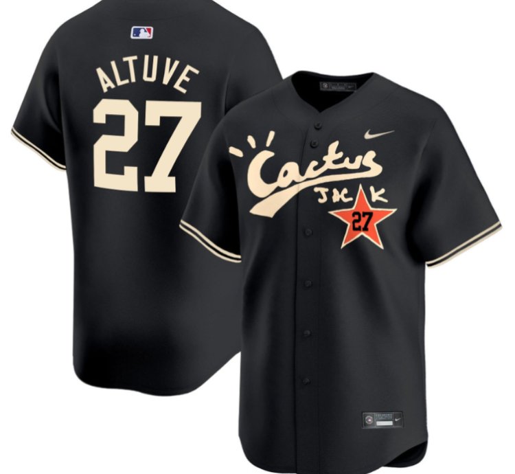Jose Altuve 27 Houston Astros Cactus Jack Black Jersey V2 - Men