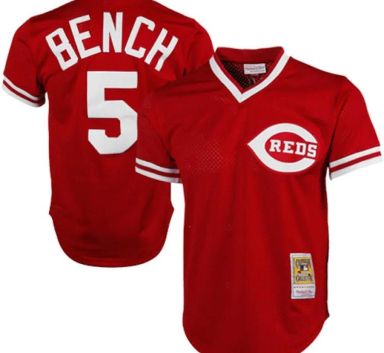 Cincinnati Reds Johnny Bench Red 1983 Throwback Mesh Pullover Jersey