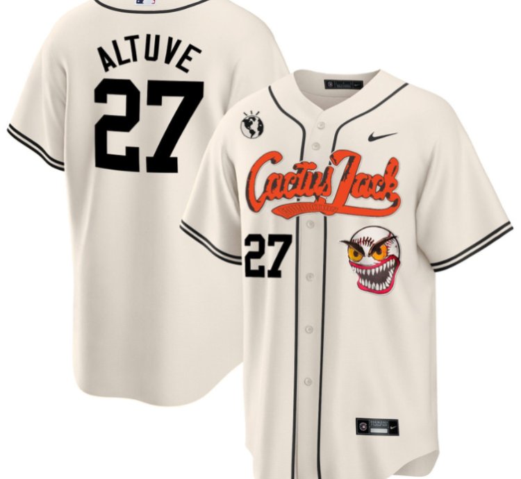 Jose Altuve 27 Houston Astros Cactus Jack Cream Jersey