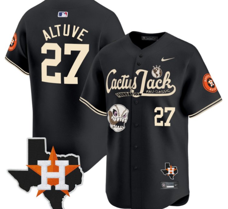 Jose Altuve 27 Houston Astros Cactus Jack Foundation Fall Classic Black Limited Jersey