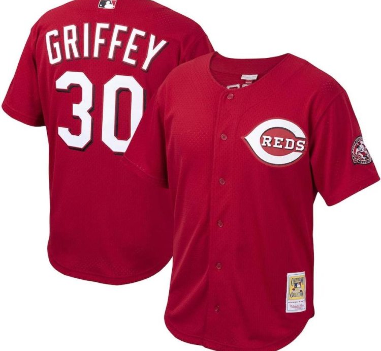 Cincinnati Reds Ken Griffey Jr Red Throwback Mesh Jersey