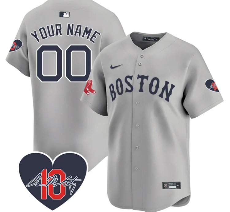 Custom Boston Red Sox Jersey Dave Mccarty Memorial Patch Stitched Gray