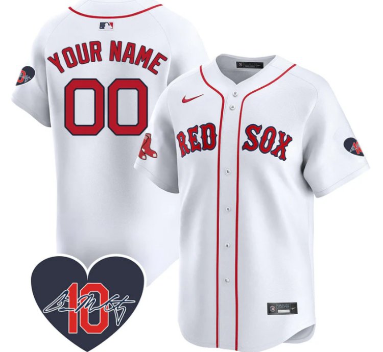 Custom Boston Red Sox Jersey Dave Mccarty Memorial Patch Stitched White
