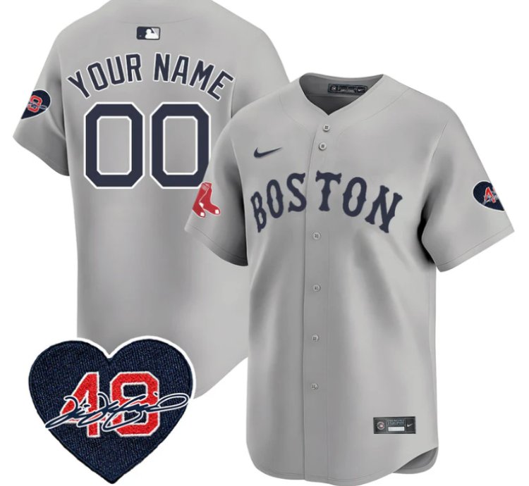 Custom Boston Red Sox Jersey Tim Wakefield Limited Memorial Patch Stitched Gray