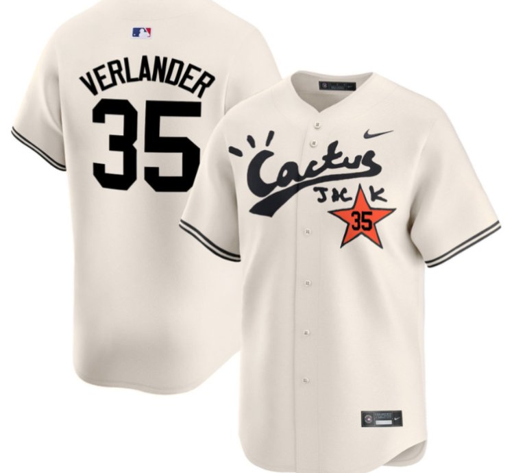 Justin Verlander 35 Houston Astros Cactus Jack Cream Jersey V2