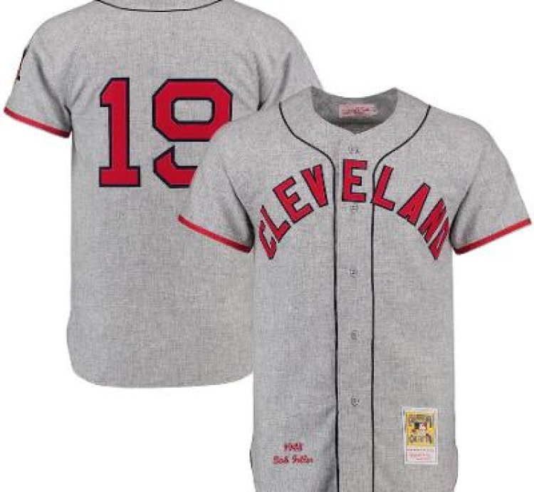 Cleveland Indians Bob Feller Gray 1948 Throwback Jersey