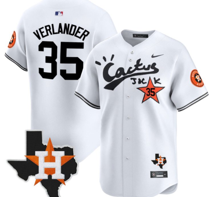 Justin Verlander 35 Houston Astros Cactus Jack Houston Patch Limited Jersey White