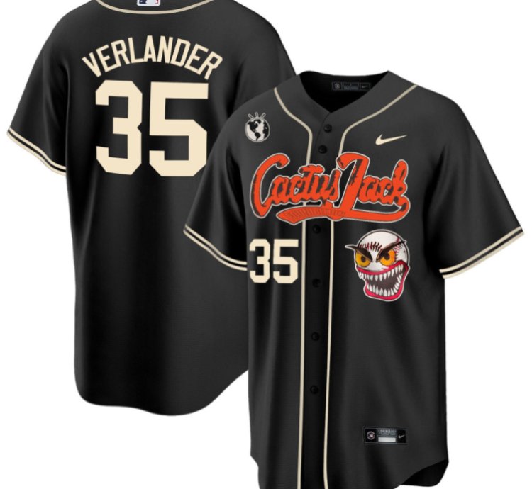 Justin Verlander 35 Houston Astros Cactus Jack Men Jersey - Black