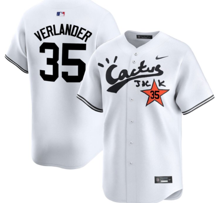 Justin Verlander 35 Houston Astros Cactus Jack White Jersey V2