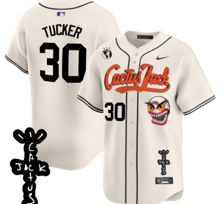 Kyle Tucker 30 Houston Astros Cactus Jack Patch V2 Men Jersey - Cream