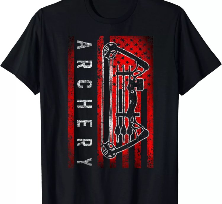 American Flag Bowhunting Bow Archery For Deer Hunter T-shirt S-5xl