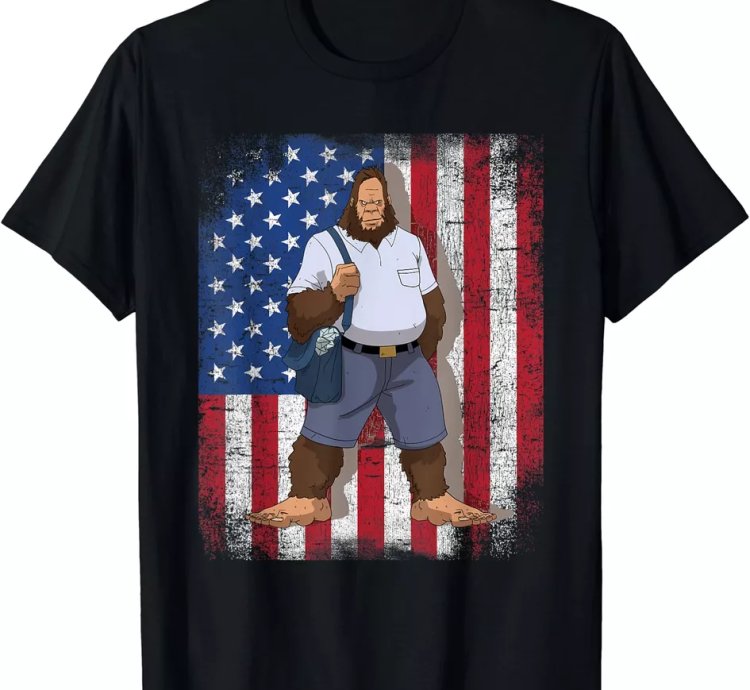 Bigfoot Postal Worker American Flag Us Postal Service T-shirt S-5xl