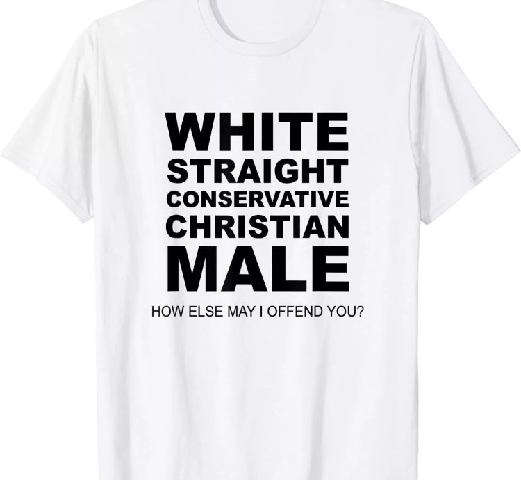 White Straight Conservative Christian Male T-shirt Size S-5xl