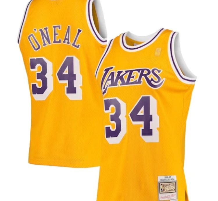 Shaquille Oneal Los Angeles Lakers 199697 Hardwood Classics Swingman Jersey - Gold