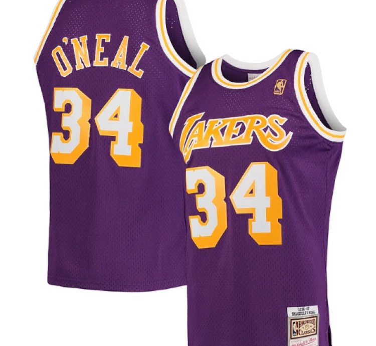 Shaquille Oneal Los Angeles Lakers 199697 Hardwood Classics Swingman Jersey - Purple