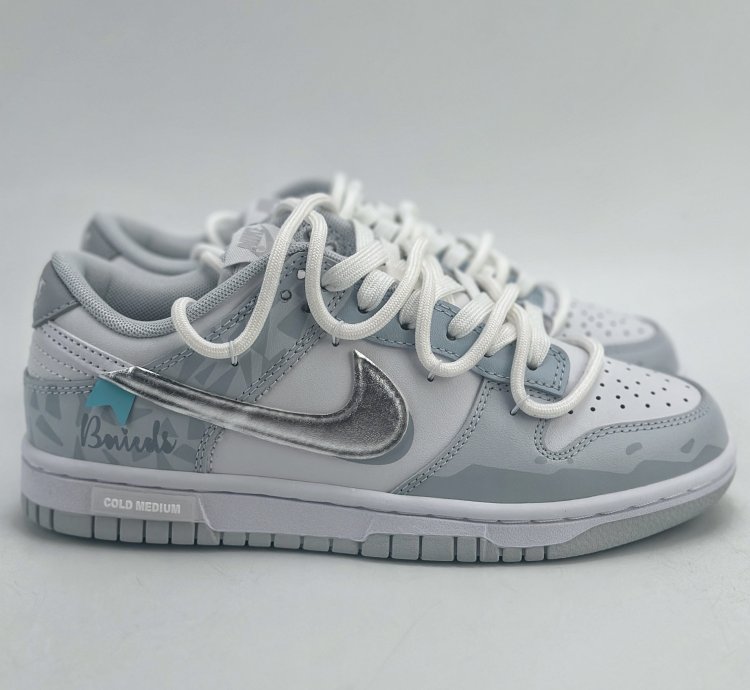 240 Nike Sb Dunk Low Silver Deconstruction Light Gray Blue Hf0730-160 -