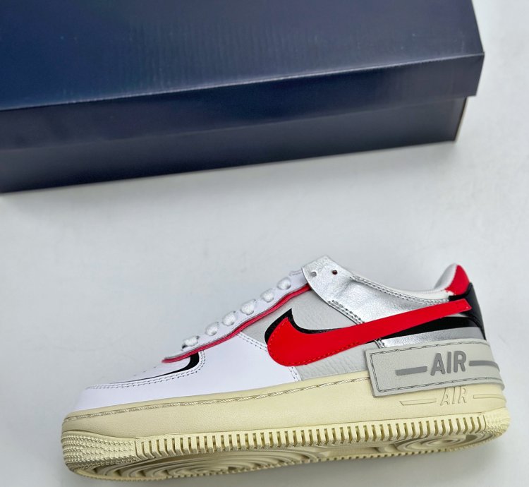180 Nike Air Force 1 Low 07 Shadow Macaron White Red Black Fn6335-100 - H