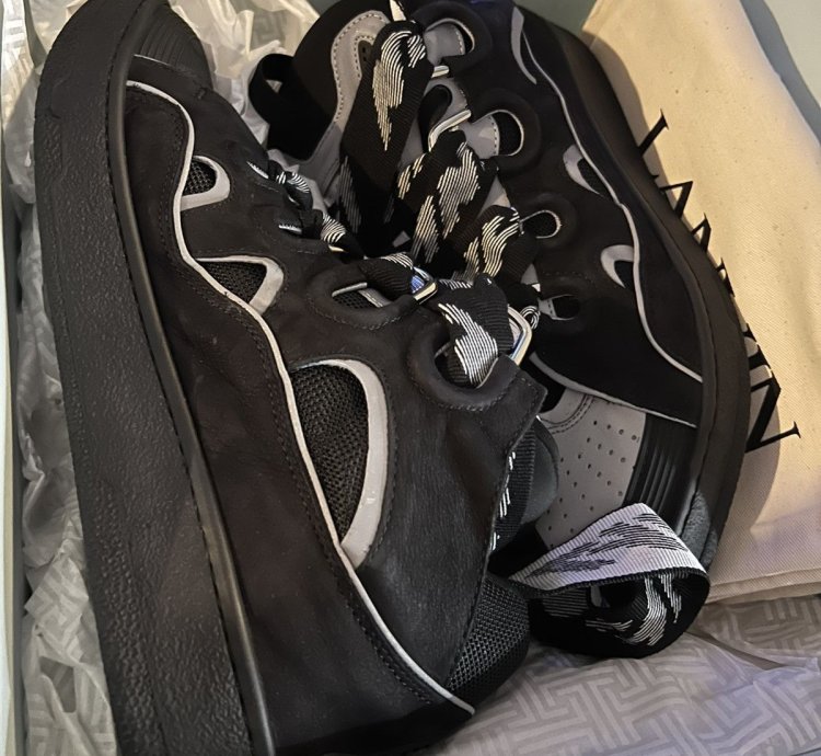 Black And Reflective Lanvin Sneakers Sz 46