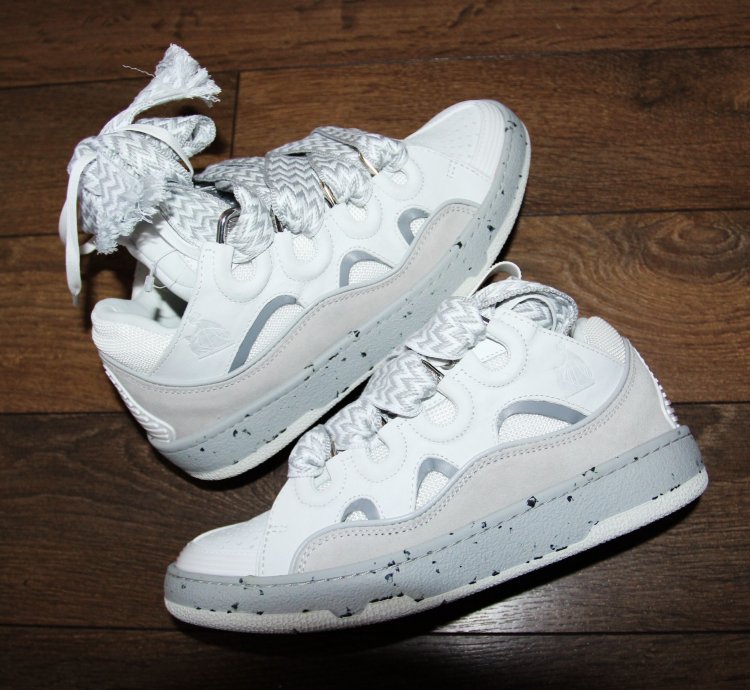 Bnwt Ss23 Lanvin Curb Sneakers Grey White 38