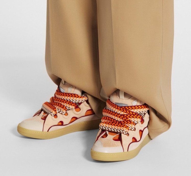 Bnwt Ss23 Lanvin Curb Sneakers Pale Pink Mango 44