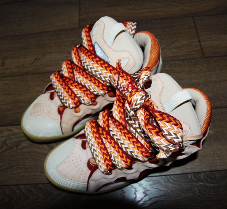 Bnwt Ss23 Lanvin Curb Sneakers Pale Pink Mango 44