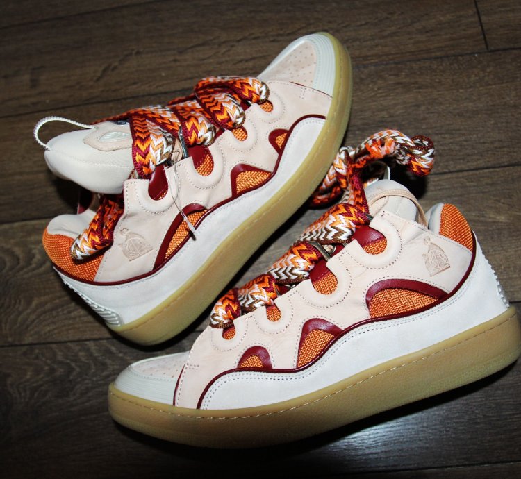 Bnwt Ss23 Lanvin Curb Sneakers Pale Pink Mango 44
