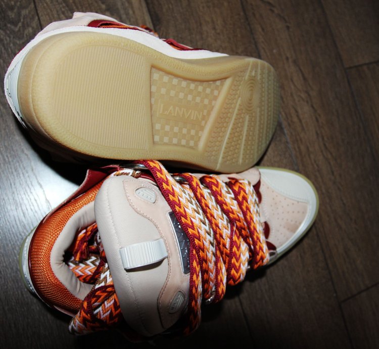 Bnwt Ss23 Lanvin Curb Sneakers Pale Pink Mango 44