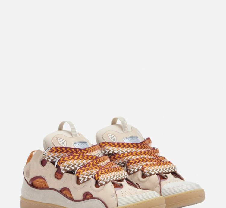 Bnwt Ss23 Lanvin Curb Sneakers Pale Pink Mango 44